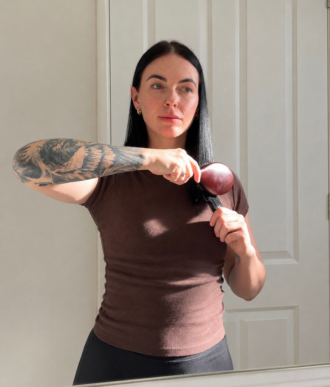 Wooden Boar Bristle Hair Brush