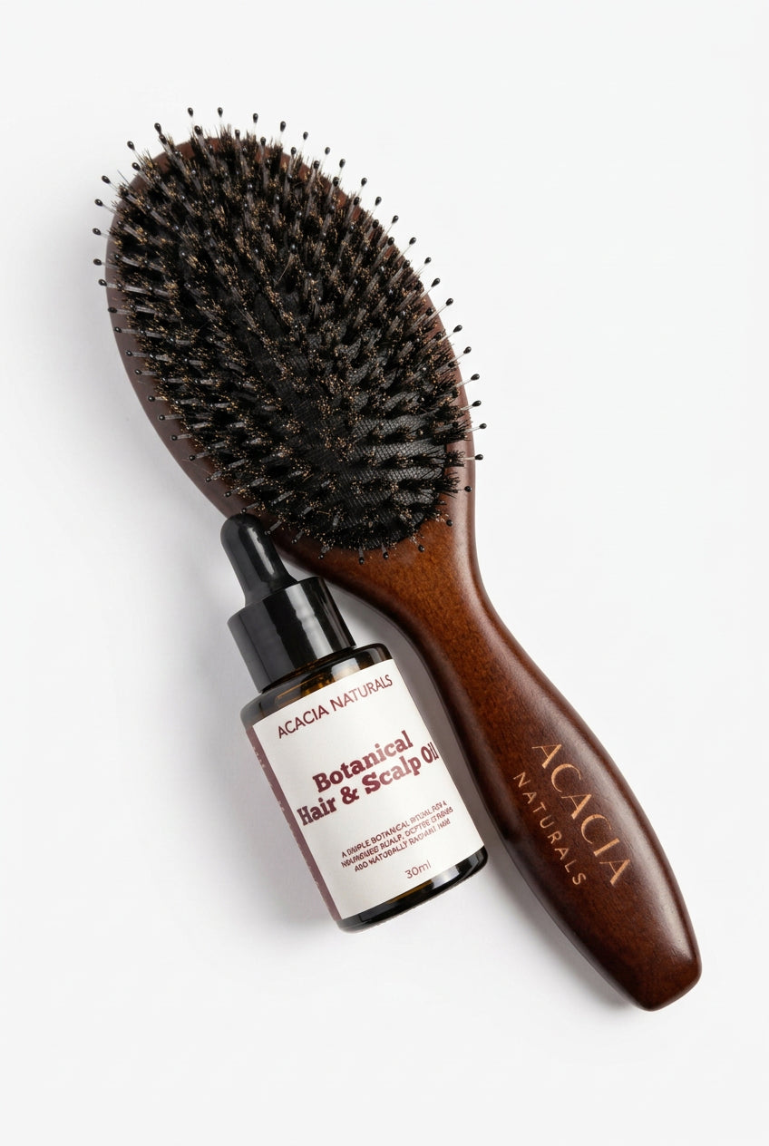 Wooden Boar Bristle Hair Brush